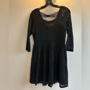 Black Lace Fit & Flare Womens Mini Dress
